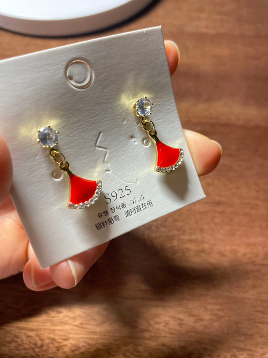 Red skirt-shaped earrings