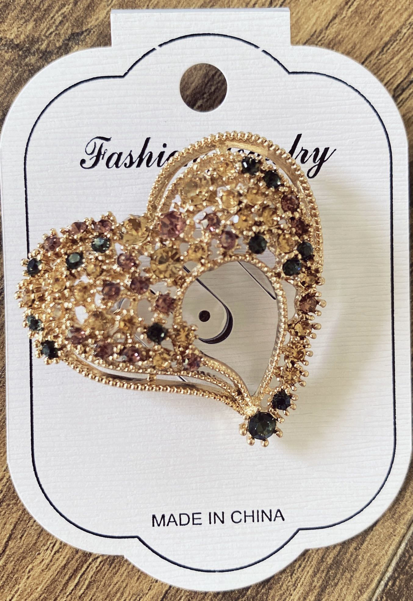 Rhinestone heart brooch