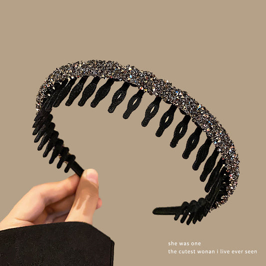 Acrylic flocked rhinestone hairband（black）