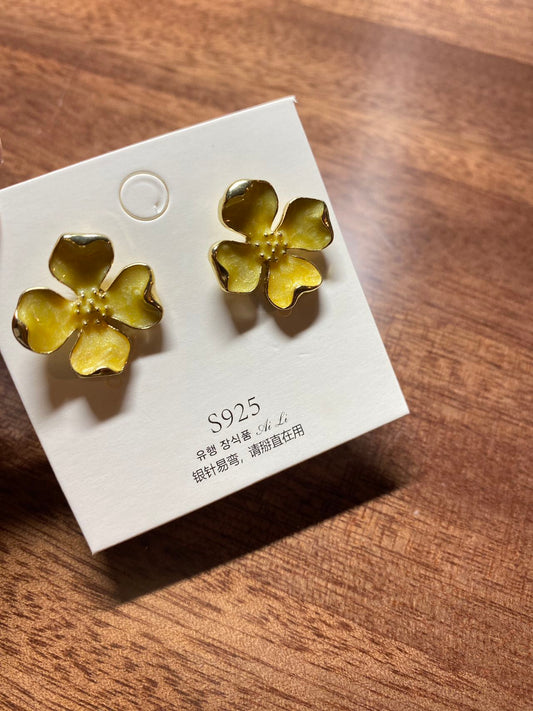 Yellow flower earrings