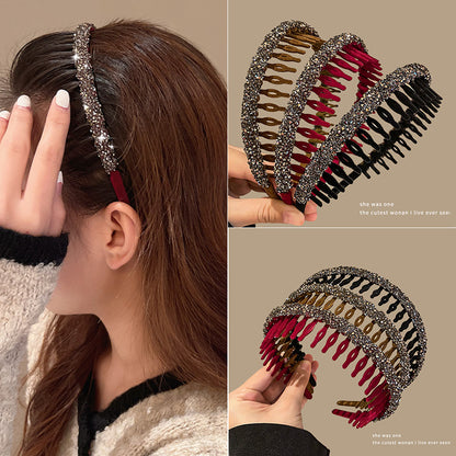 Acrylic flocked rhinestone hairband（brown）