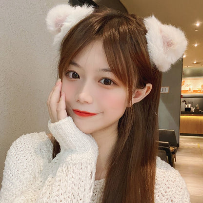 Plush cute kitten ear hairpin（pink）