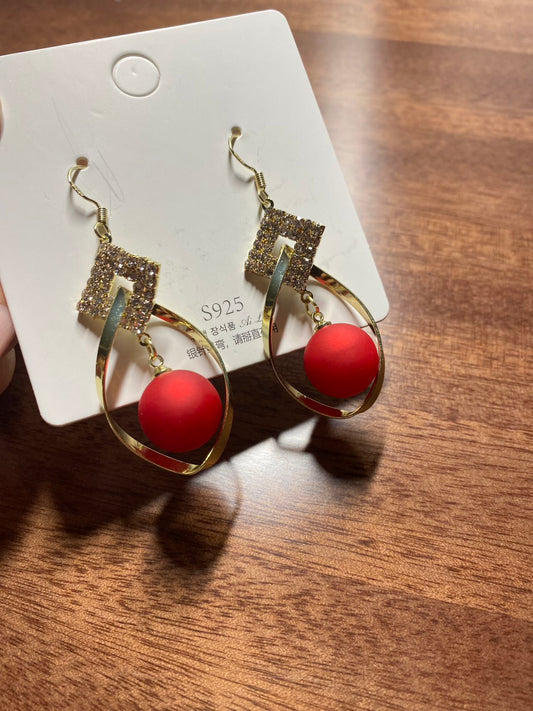 Red teardrop earrings