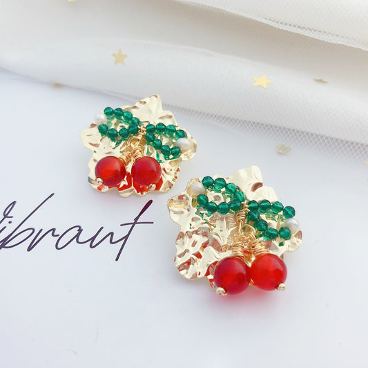 Cherry handmade pearl stud earrings