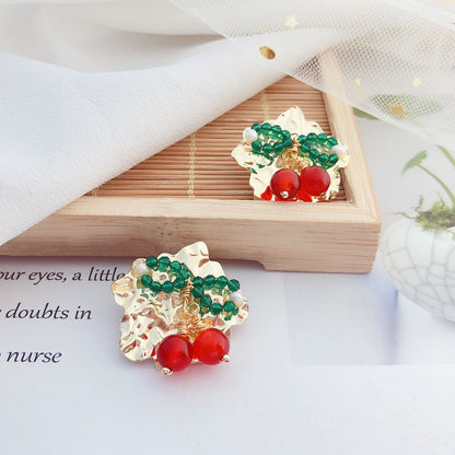 Cherry handmade pearl stud earrings