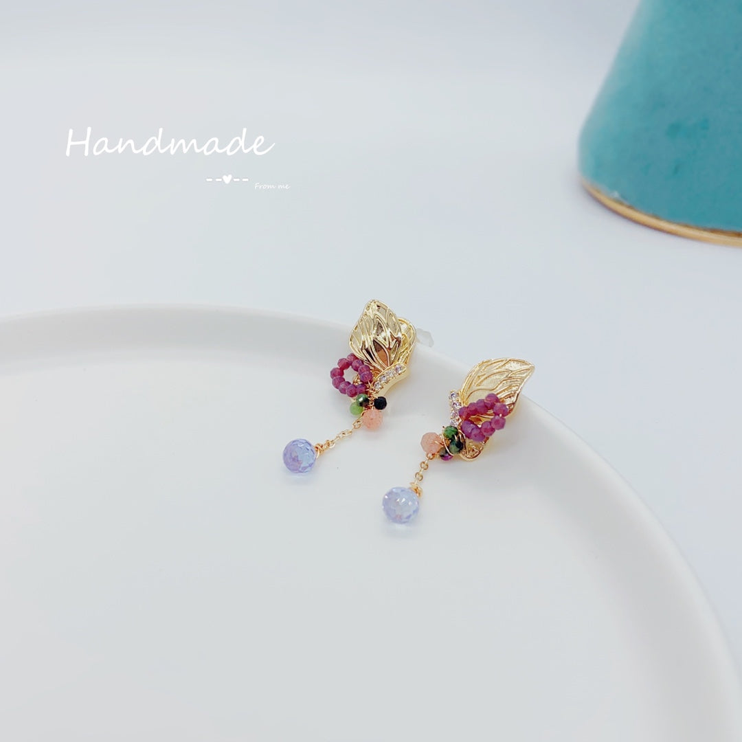 Elegant butterfly zircon stud earrings