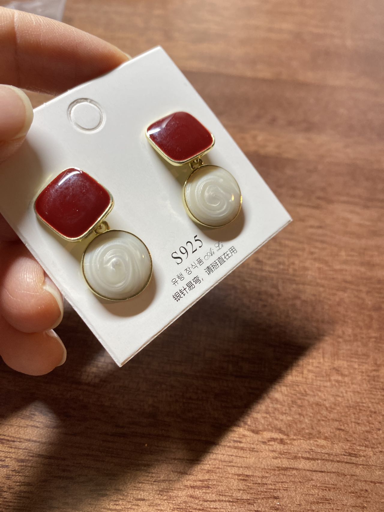 Red and white earrings