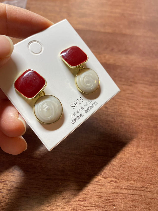 Red and white earrings