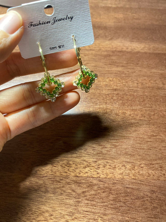 Green square earrings