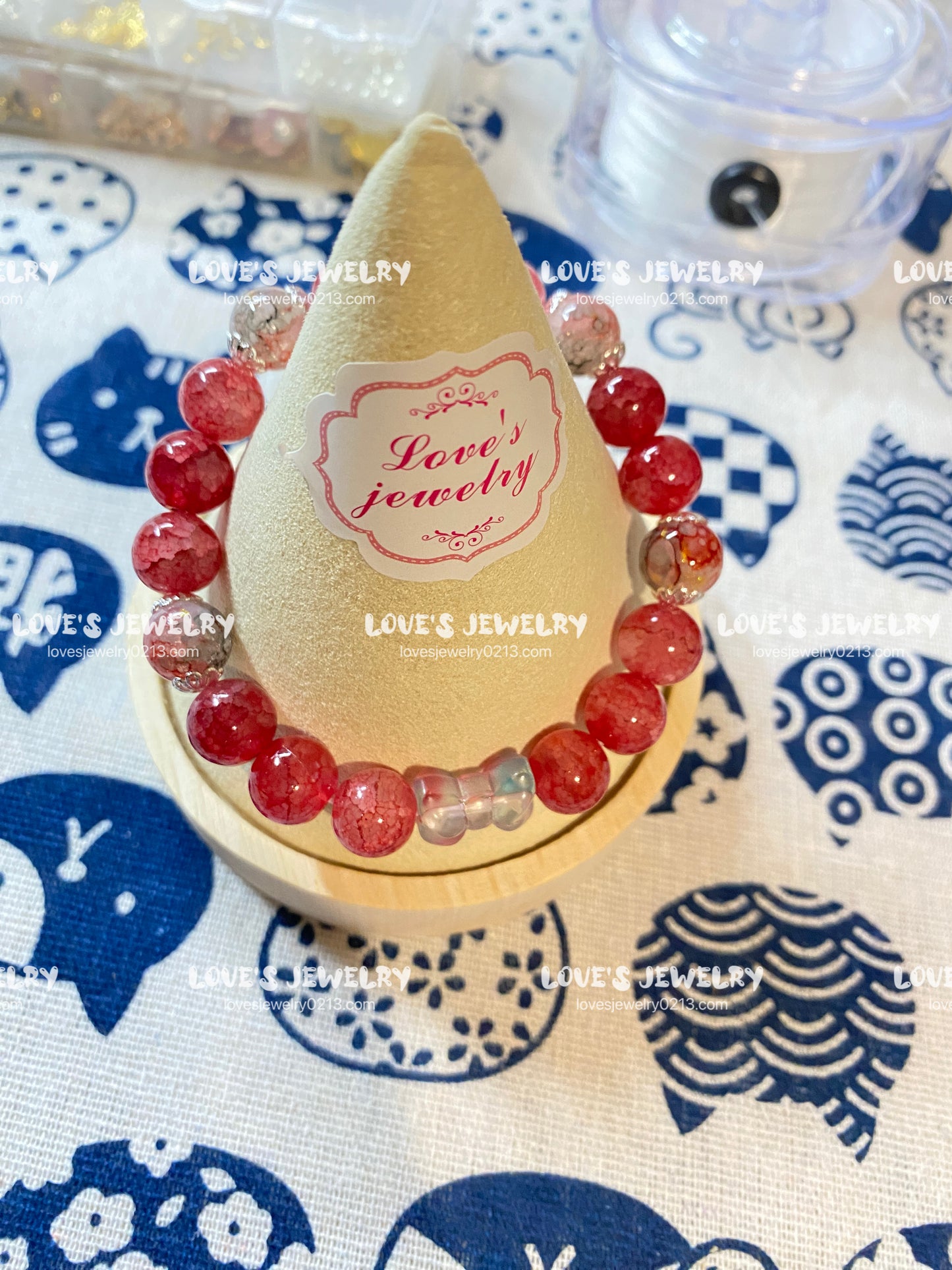 Handmade Pink Glass Bead Bracelet